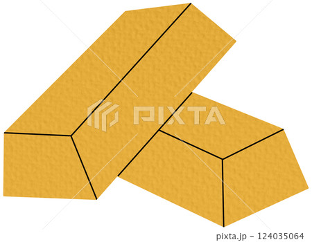 Two gold bars. Flat vector aurum bullions sticker in colored doodle style. Financial literacy or success icon or print. Monetary savings. Isolated. Two gold bars. Flat vector aurum bullions sticker in colored doodle style. Financial literacy or success icon or print. Monetary savings. Isolated. 124035064