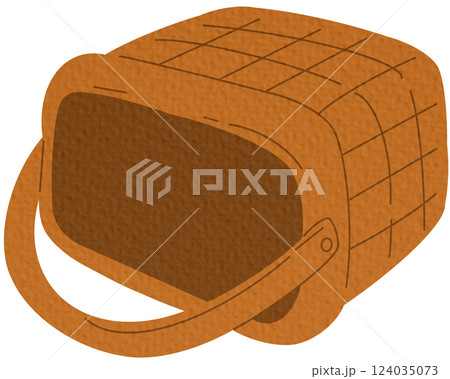 Wicker Basket With Handle Vector Illustration on white background.	 124035073