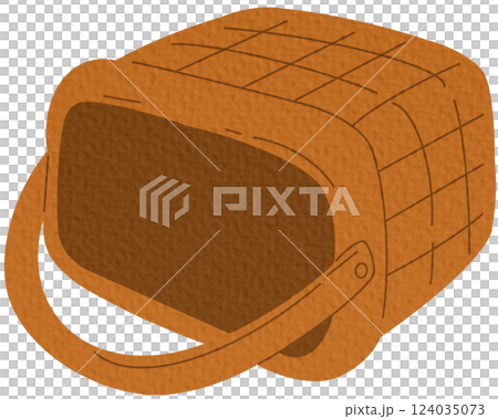 Wicker Basket With Handle Vector Illustration on white background.	 124035073