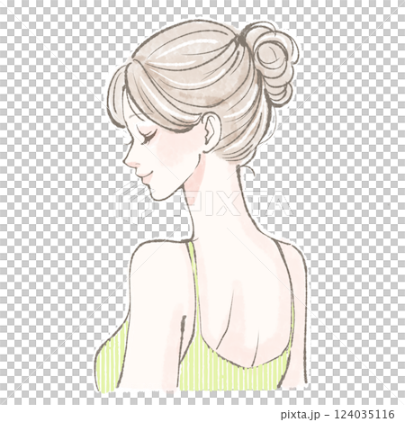 横顔・背中・女性・女の子のイラスト素材 横顔・背中・女性・女の子のイラスト素材 124035116