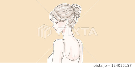 横顔・背中・女性・女の子のイラスト素材 124035157