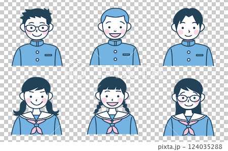 学生のイラストセット 124035288