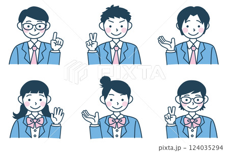 学生のイラストセット 学生のイラストセット 124035294