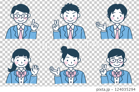 学生のイラストセット 学生のイラストセット 124035294