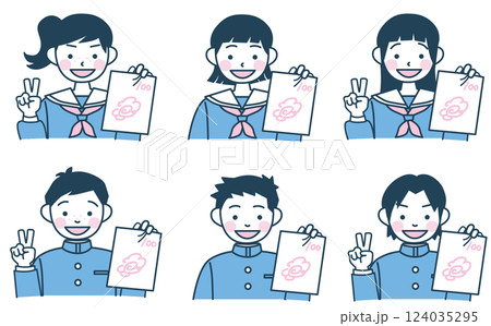 学生のイラストセット 124035295