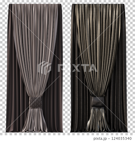 curtain isolated on a transparent background, interior decorations, 3D illustration, cg render 124035340