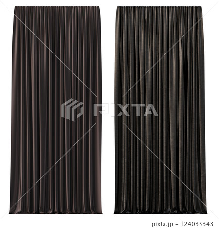 curtain isolated on a transparent background, interior decorations, 3D illustration, cg render 124035343