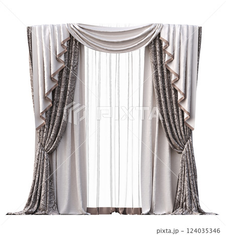 curtain isolated on a transparent background, interior decorations, 3D illustration, cg render 124035346