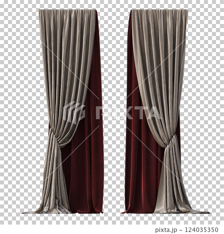 curtain isolated on a transparent background, interior decorations, 3D illustration, cg render 124035350