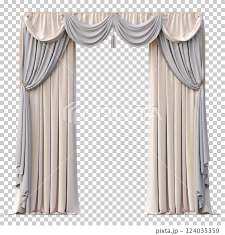 curtain isolated on a transparent background, interior decorations, 3D illustration, cg render curtain isolated on a transparent background, interior decorations, 3D illustration, cg render 124035359