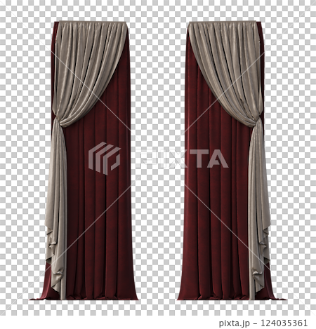 curtain isolated on a transparent background, interior decorations, 3D illustration, cg render curtain isolated on a transparent background, interior decorations, 3D illustration, cg render 124035361