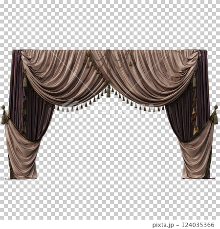 curtain isolated on a transparent background, interior decorations, 3D illustration, cg render 124035366