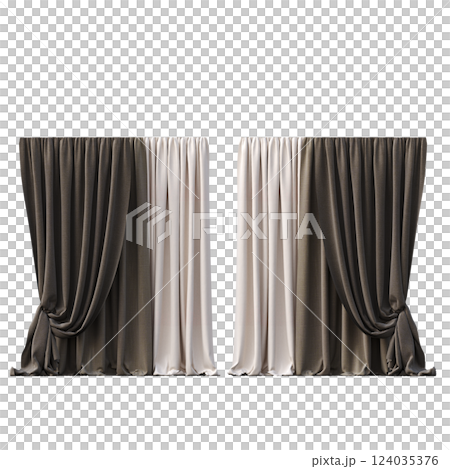 curtain isolated on a transparent background, interior decorations, 3D illustration, cg render curtain isolated on a transparent background, interior decorations, 3D illustration, cg render 124035376