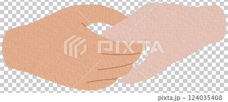 Reconciliation concept. Cupid couple reconciles, holding hands on white background. Reconciliation concept. Cupid couple reconciles, holding hands on white background. 124035408