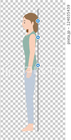 理想的な良い姿勢で立っている女性のイラスト 理想的な良い姿勢で立っている女性のイラスト 124035439
