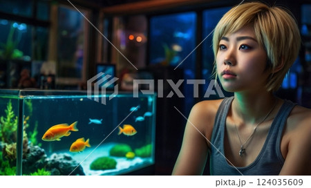 私と水槽の世界が一体となった 124035609