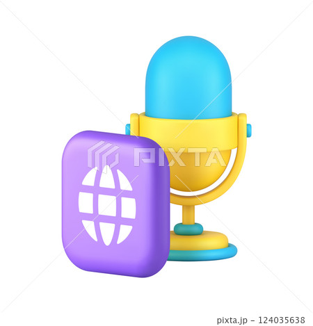 Podcast international entertainment radio global broadcasting 3d icon realistic vector illustration Podcast international entertainment radio global broadcasting 3d icon realistic vector illustration 124035638