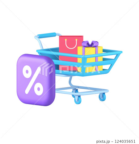 Shopping special offer gift sale discount cost reduction Black Friday 3d icon realistic vector Shopping special offer gift sale discount cost reduction Black Friday 3d icon realistic vector 124035651