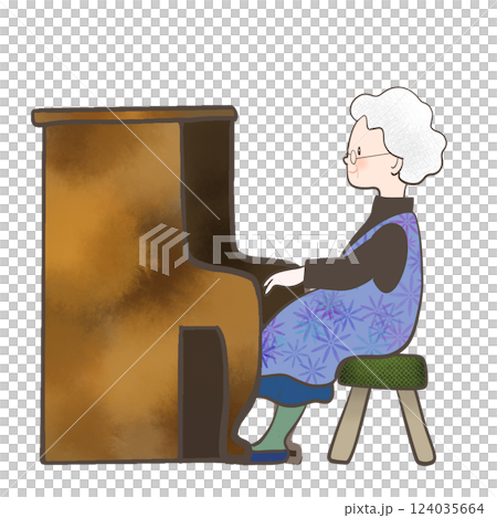 　ピアノを楽しむシニアのイラスト 124035664