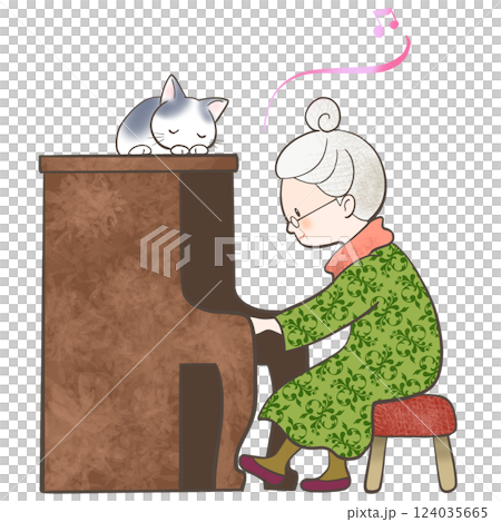 ピアノを楽しむシニアのイラスト 124035665