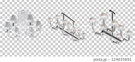 crystal chandelier for the interior isolated on transparent background, home lighting, 3D illustration, cg render crystal chandelier for the interior isolated on transparent background, home lighting, 3D illustration, cg render 124035691