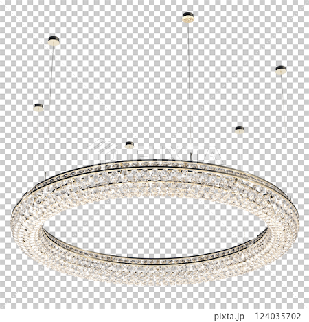 crystal chandelier for the interior isolated on transparent background, home lighting, 3D illustration, cg render 124035702