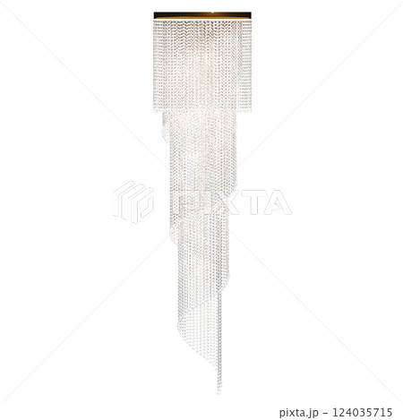 crystal chandelier for the interior isolated on transparent background, home lighting, 3D illustration, cg render crystal chandelier for the interior isolated on transparent background, home lighting, 3D illustration, cg render 124035715