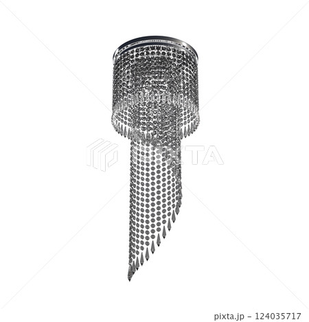 crystal chandelier for the interior isolated on transparent background, home lighting, 3D illustration, cg render 124035717