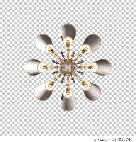 crystal chandelier for the interior isolated on transparent background, home lighting, 3D illustration, cg render crystal chandelier for the interior isolated on transparent background, home lighting, 3D illustration, cg render 124035740