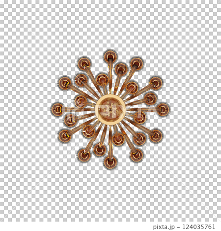 crystal chandelier for the interior isolated on transparent background, home lighting, 3D illustration, cg render 124035761