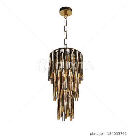 crystal chandelier for the interior isolated on transparent background, home lighting, 3D illustration, cg render crystal chandelier for the interior isolated on transparent background, home lighting, 3D illustration, cg render 124035762