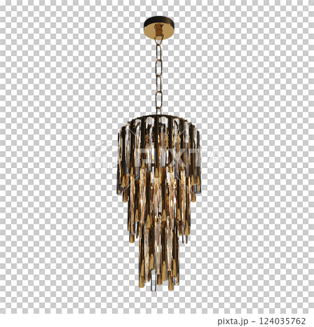 crystal chandelier for the interior isolated on transparent background, home lighting, 3D illustration, cg render 124035762