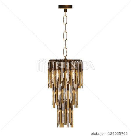 crystal chandelier for the interior isolated on transparent background, home lighting, 3D illustration, cg render crystal chandelier for the interior isolated on transparent background, home lighting, 3D illustration, cg render 124035763