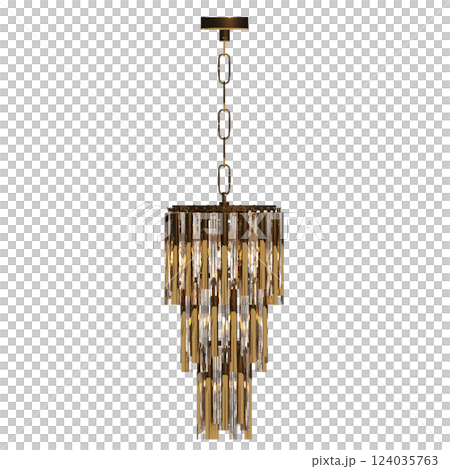 crystal chandelier for the interior isolated on transparent background, home lighting, 3D illustration, cg render 124035763