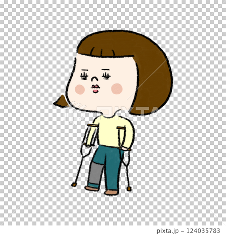 A woman with a broken leg using crutches A woman with a broken leg using crutches 124035783