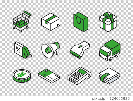商店等距圖示集 124035926