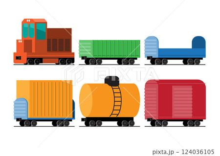 Industrial Cargo Train with Various Containers Industrial Cargo Train with Various Containers 124036105