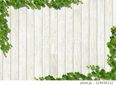 アイビーと白の木目ボード　縦 124036112