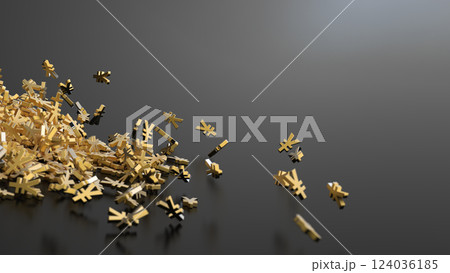 転げ落ちる金色の円¥マーク レンダリングCG 背景 転げ落ちる金色の円¥マーク レンダリングCG 背景 124036185