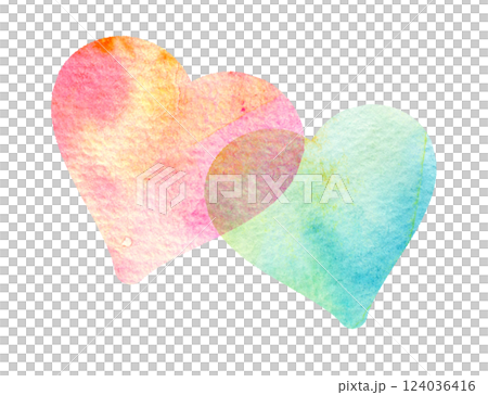 多彩的心形符號水彩紋理 124036416