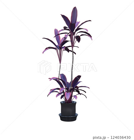 decorative flower in a pot isolated on white background, 3D illustration, cg render 124036430