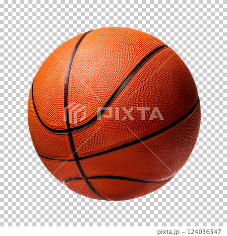 Basketball with Textured Surface and Black Lines 124036547