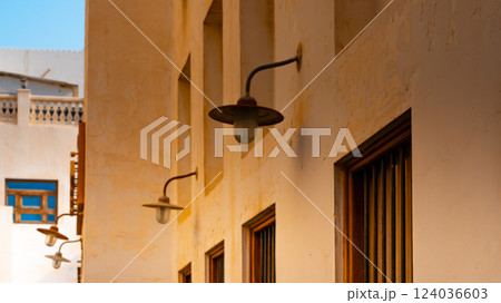 Doha, Qatar - 10092024: Architecture details of traditional arabian market Souq Waqif in Doha City in Qatar 124036603