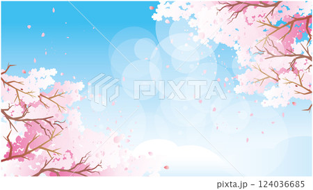 春の桜の花びら背景 124036685