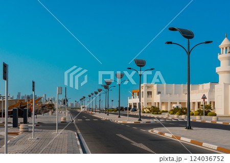 The skyline of West Bay and Doha City Center during sunrise, Qatar The skyline of West Bay and Doha City Center during sunrise, Qatar 124036752