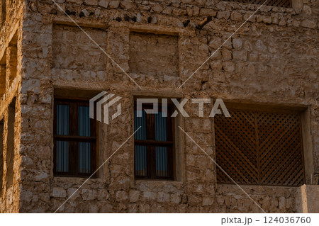 Doha, Qatar - 10092024: Architecture details of traditional arabian market Souq Waqif in Doha City in Qatar 124036760