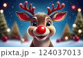 rudolf the red nose reindeer. Cute reindeer. Christmas background. Christmas Greeting Card. image illustration. 124037013