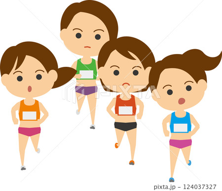 女子マラソン選手のイメージイラスト 124037327
