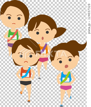 Illustration of a female relay race runner Illustration of a female relay race runner 124037328