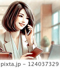 スマホで話すビジネスウーマン 124037329